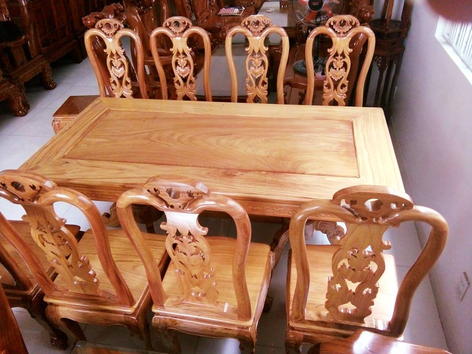Bộ bàn ăn - gỗ Cà Te - 8 ghế - Đồ gỗ Quy Nhơn