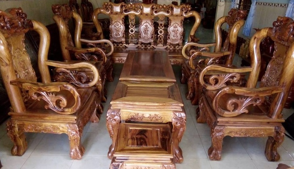 bàn ghế gỗ gõ bông lau